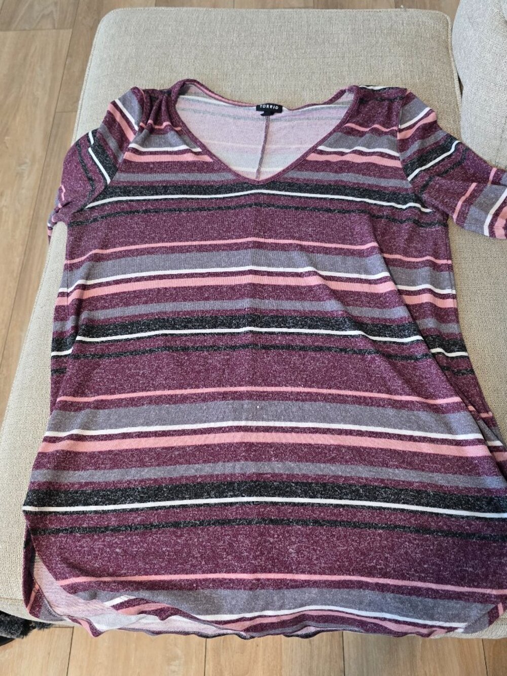 Torrid Seaside Stripe Hacci Tunic Tee Short Sleeve Top Size 1X EUC